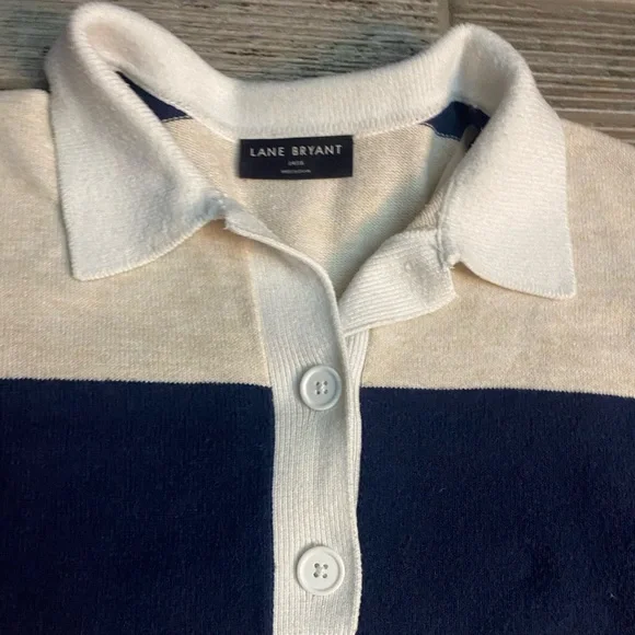 🎁Lane Bryant Navy and Cream Polo Shirt - Picture 3 of 5